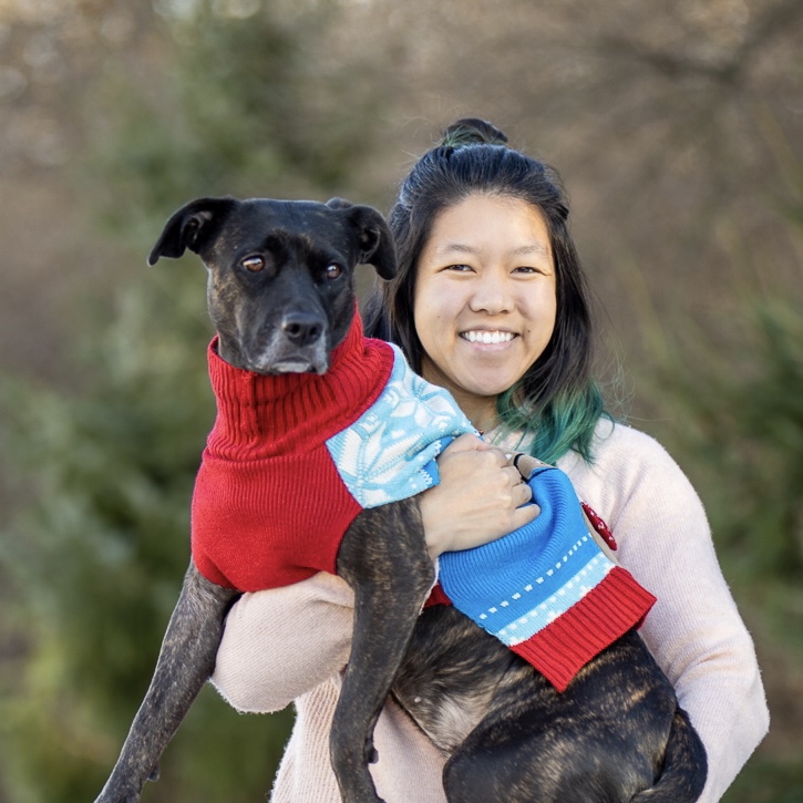 Beth Qiang with her dog, Ginny